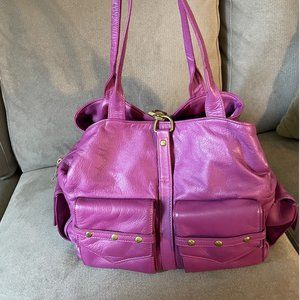 Botkier Purple Leather Shoulder Bag Gold Hardware